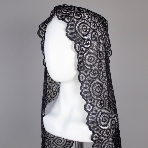 Повязка на голову Ажур черная 18 см