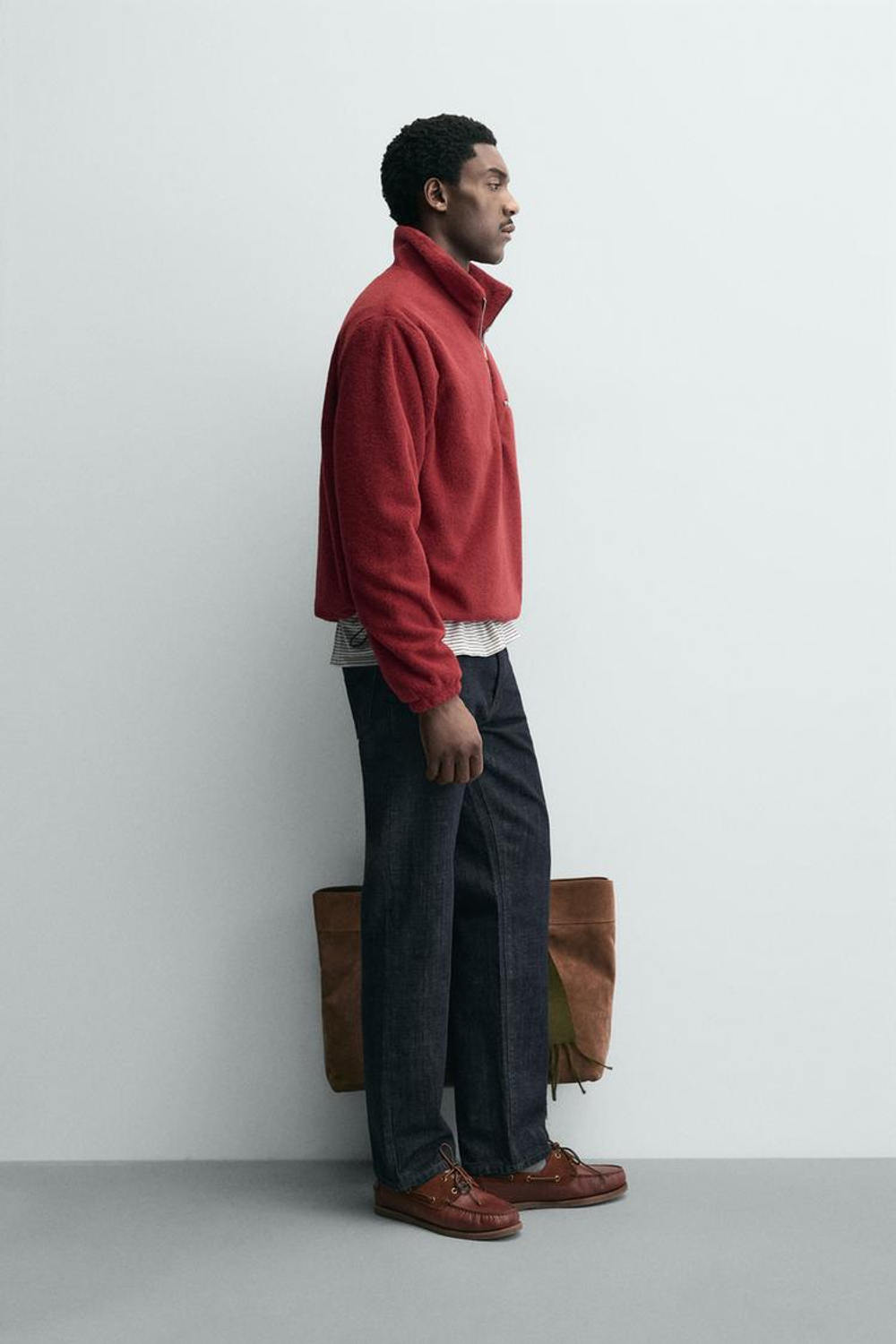 ZARA ТОЛСТОВКА ИЗ ПОЛАРФЛИСА С ВОРОТНИКОМ НА МОЛНИИ, КРАСНЫЙ