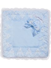 Зимний конверт-одеяло на выписку &quot;Роскошный&quot; (голубой с белым кружевом) без пледа