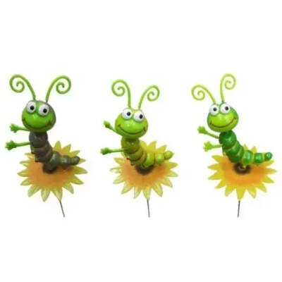 Фигура на спице «Гусеница на подсолнухе» 60 см (фигура 14*10 см), микс