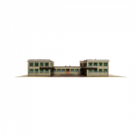 Здание Детского сада (лето). Сборная модель из картона. Масштаб 1/220