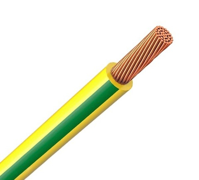 Провод силовой ПУГВнг(А)-LS 1х10 желтый с зеленой полосой (земля) ТРТС многопроволочный
