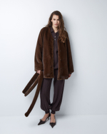 Поло объемного кроя из смесового кашемира шоколадный