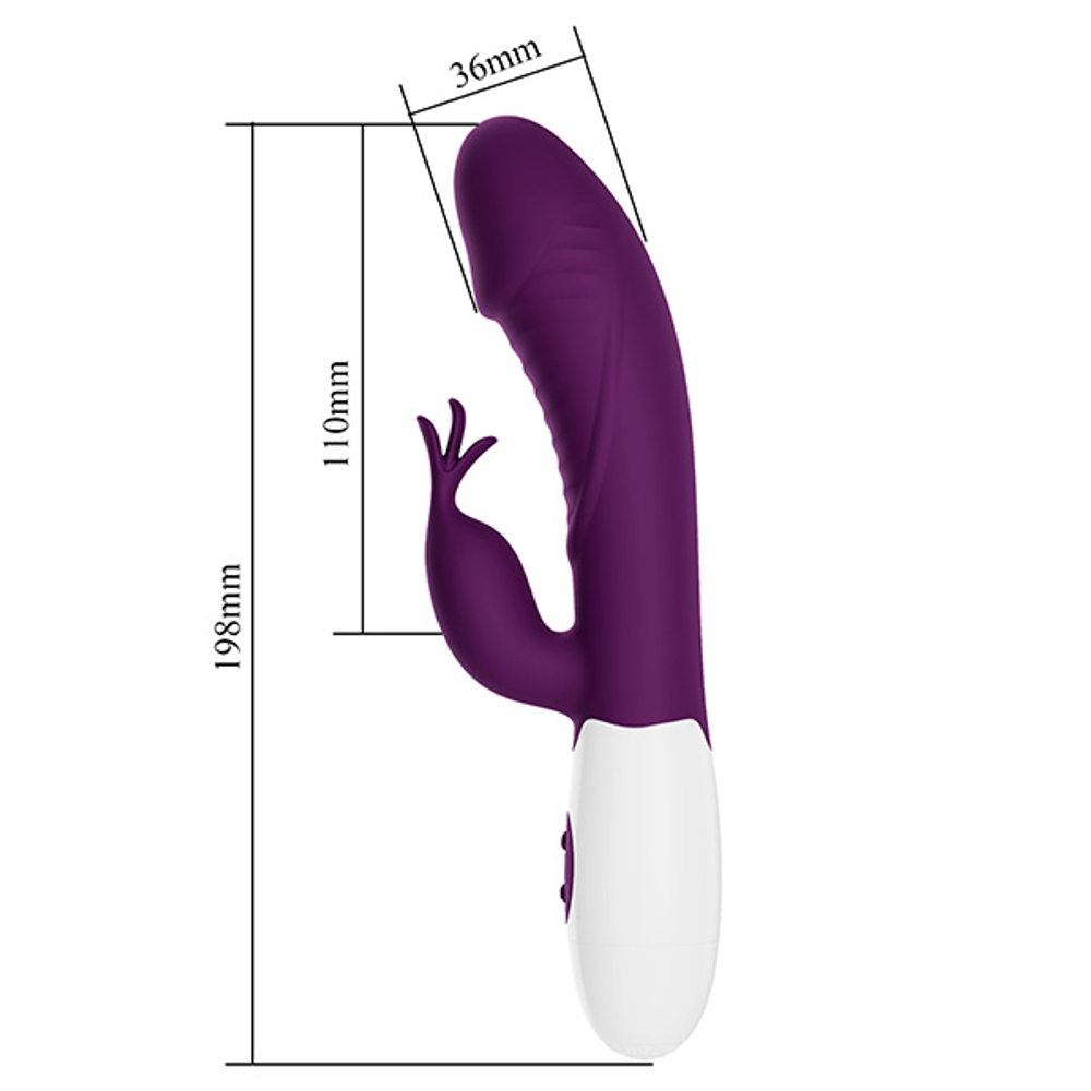 Фиолетовый вибратор-кролик 19,8см со стимулятором клитора Pretty Love Rasmussen Bunny Vibrator BW-500072-A2