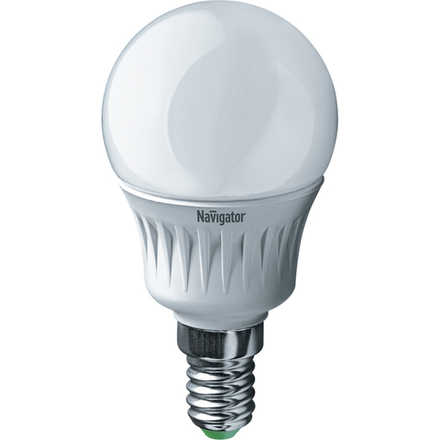 Лампа светодиодная LED матовая Navigator Шар, E14, G45, 7 Вт, 4000 K, холодный свет