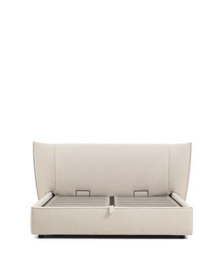 Кровать Arvian бежевого цвета из шенилла с ящиком для хранения 160 х 200 см