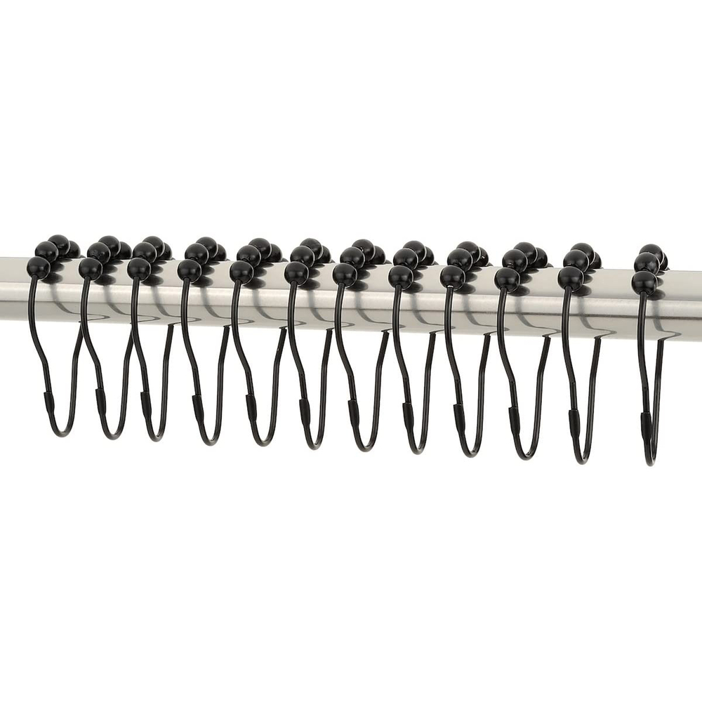 Набор из 12 крючков для шторки Carnation Home Fashions Roller Hook M Black