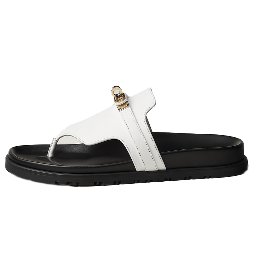 Hermes Empire comfortable casual rubber-soled flip-flops women's white, H232116 Z90