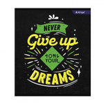 Тетрадь 36л., А5, клетка, Alingar "Never give up", скрепка, мелованный картон (стандарт) , блок офсет, 4 дизайна в пленке т/у