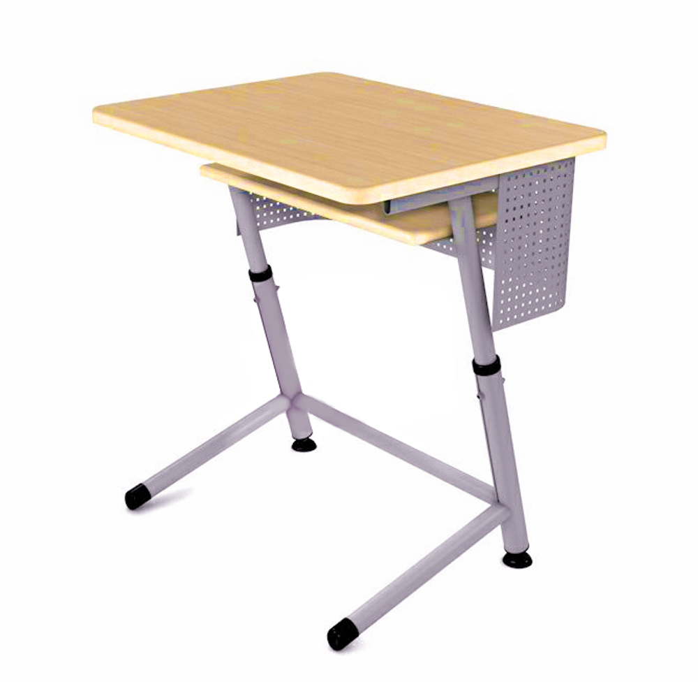 Парта Премьера 1Р с перфорированным экраном, полочкой, регулируемая