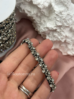 Тесьма с бисером и стразами на черной атласной ленте