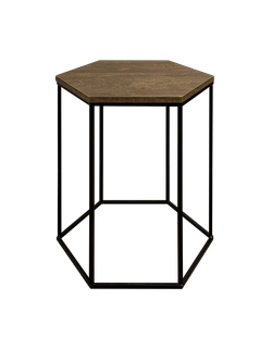 Столик журнальный/придиванный на металлическом каркасе ГЕКСАГОН, цвет столешницы красно-коричневый