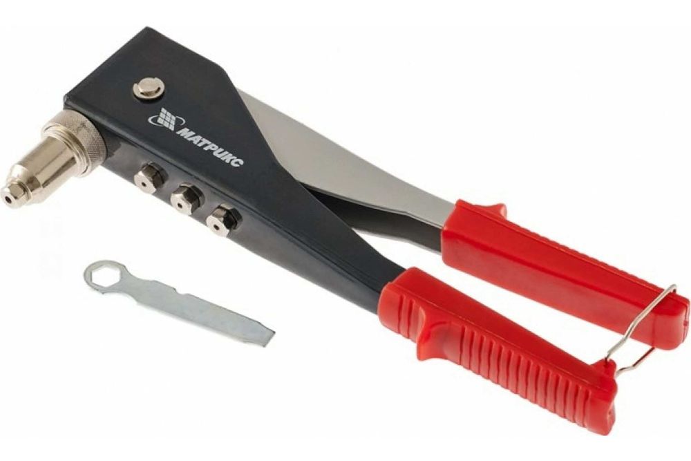 Заклепочник, 250 мм, переставной 0-90 градусов, заклепки 2,4-3,2-4,0-4,8 мм// МАТРИКС 40527