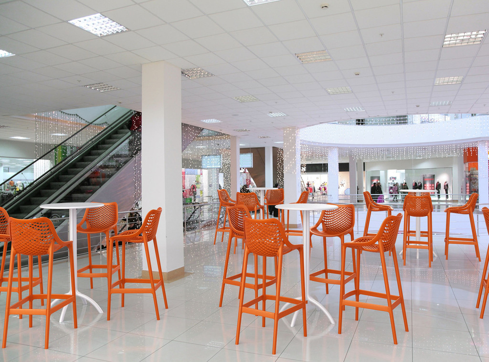 Стул пластиковый полубарный Siesta Contract Air Bar 65, оранжевый