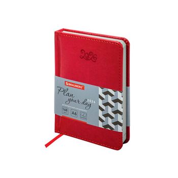 Ежедневник датированный 2026 100х150 мм А6 BRAUBERG "Rainbow" под кожу красный (117256)