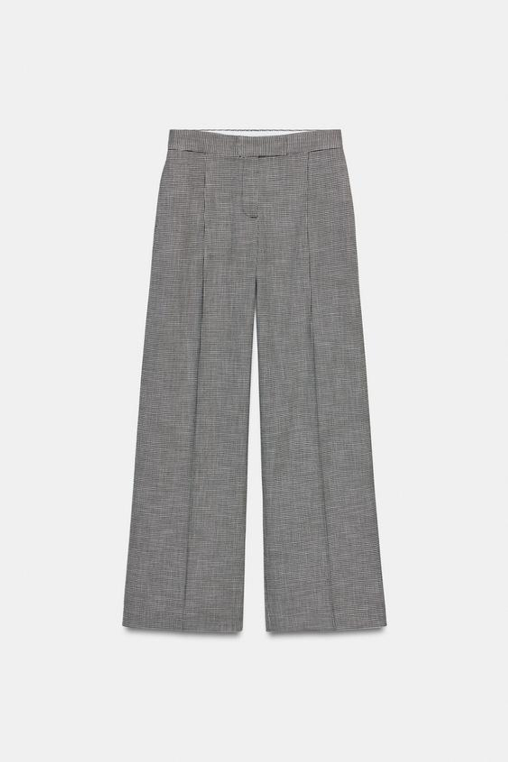 ZARA ШИРОКИЕ БРЮКИ «ГУСИНАЯ ЛАПКА», ЧЕРНЫЙ/ЭКРЮ