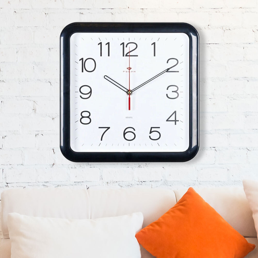 Часы настенные квадратные 29*29см "Классика", корпус черный