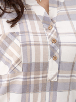 Блузка БЛ-131/клеткабеж-серебро