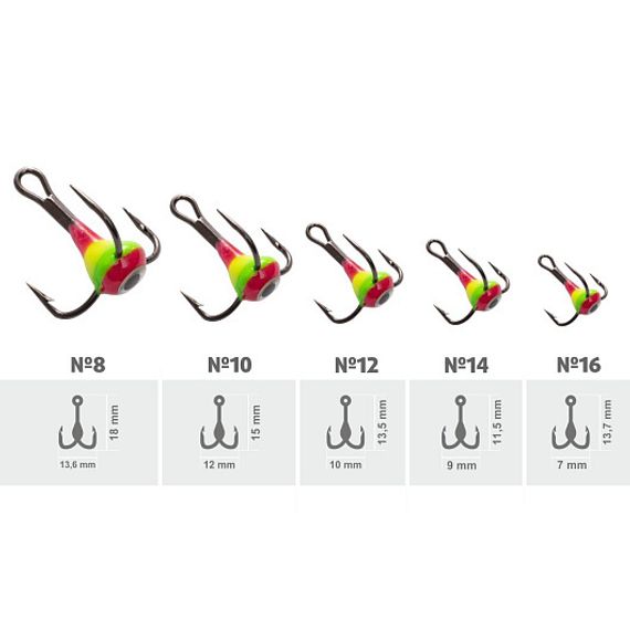 Тройник MUSTAD №10 3D глазок с эпоксидом 110P с фосфором (TRMS-10-E-110P) Helios