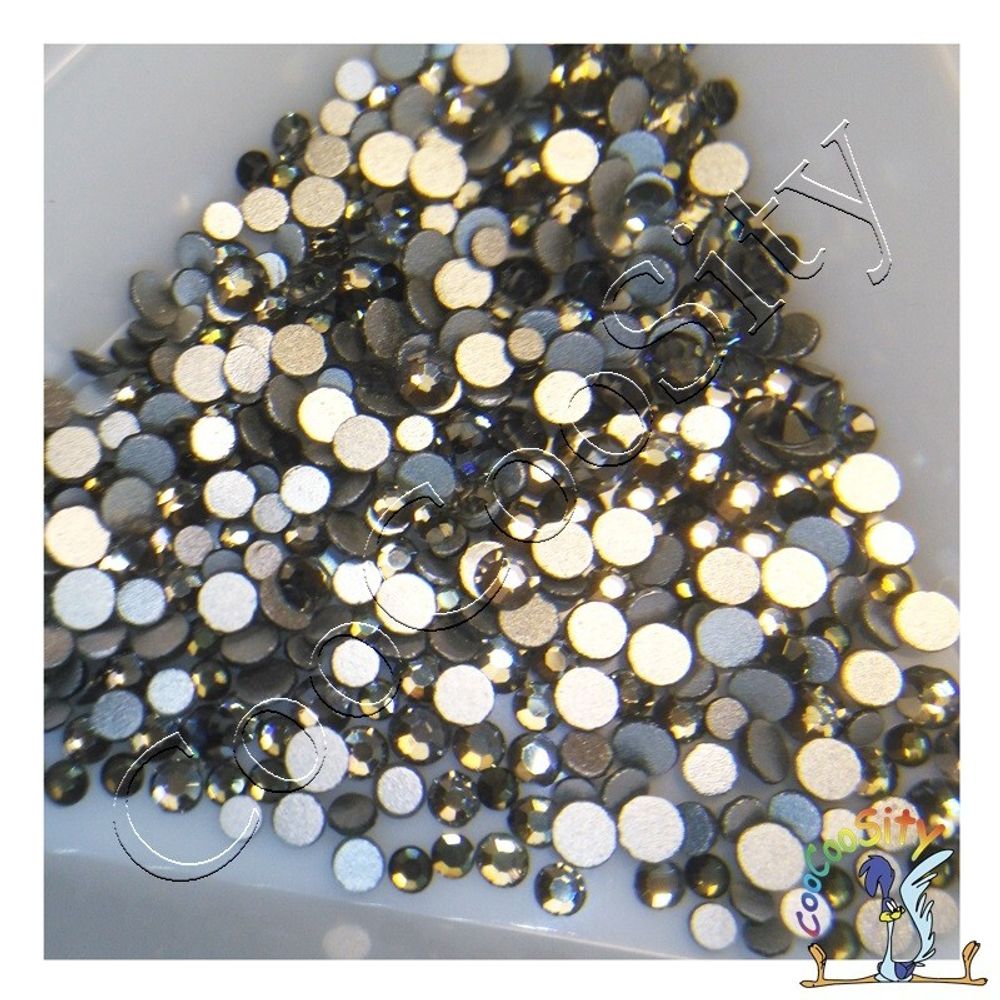 Стразы хрустальные Черный бриллиант микс размеров SS4, SS6, SS8 (432 штуки)