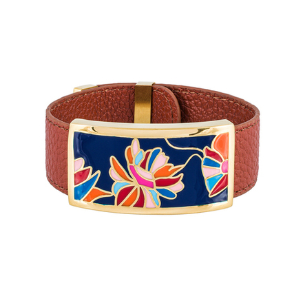 Браслет Fiore Luna на коричневом кожаном ремешке CB13599-9