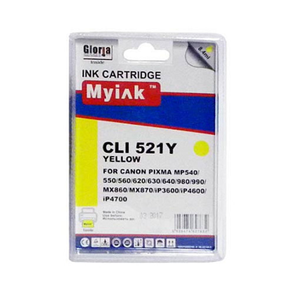 Картридж MyInk, аналог CANON CLI-521 Y для PIXMA iP3600/4600/MP540/620/630/980 Yellow (8,4ml, Dye)