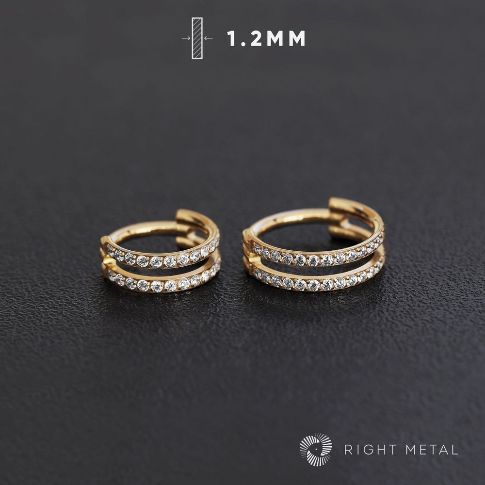 Кликер Cuff Double Crystal PVD Yellow 1.2мм Кликер Cuff Double Crystal PVD Yellow 1.2мм
