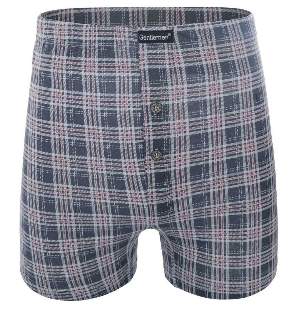 Трусы-боксеры свободного кроя в клетку (Размер: M) (Цвет: серый)