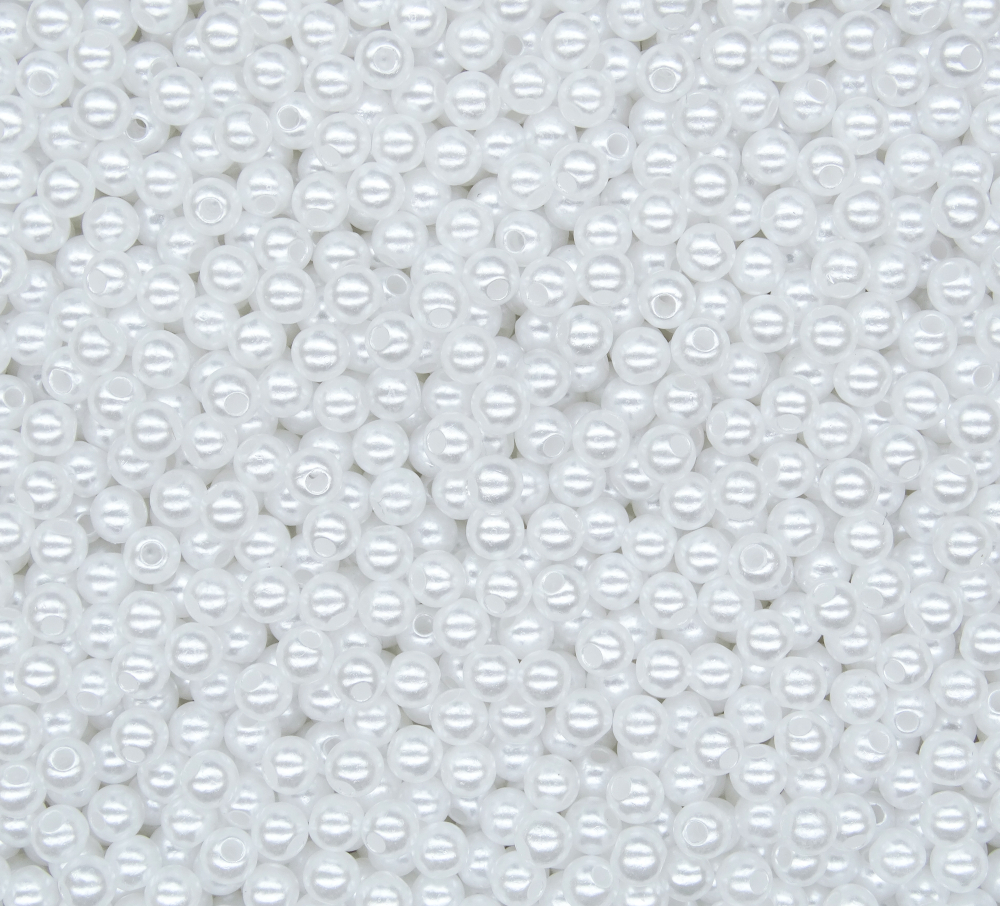 БА001НН5 Акриловые бусины круглые, цвет: белый, размер: 4 мм, 15 гр.