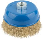 38943М Корщетка, тип ЧАШКА, гайка М14, стальная латунированная волнистая проволока 100мм