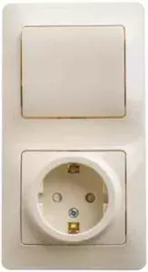 Schneider Electric Glossa Бежевый Блок: розетка с заземляющими контактами со шторками и 1-клавишный выключатель IP20 скрытая установка GSL000270