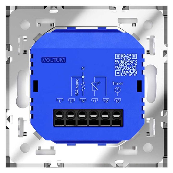 Терморегулятор электронный Voltum S70 с индикацией и датчиком, для теплого пола, (белый матовый) VLS070102