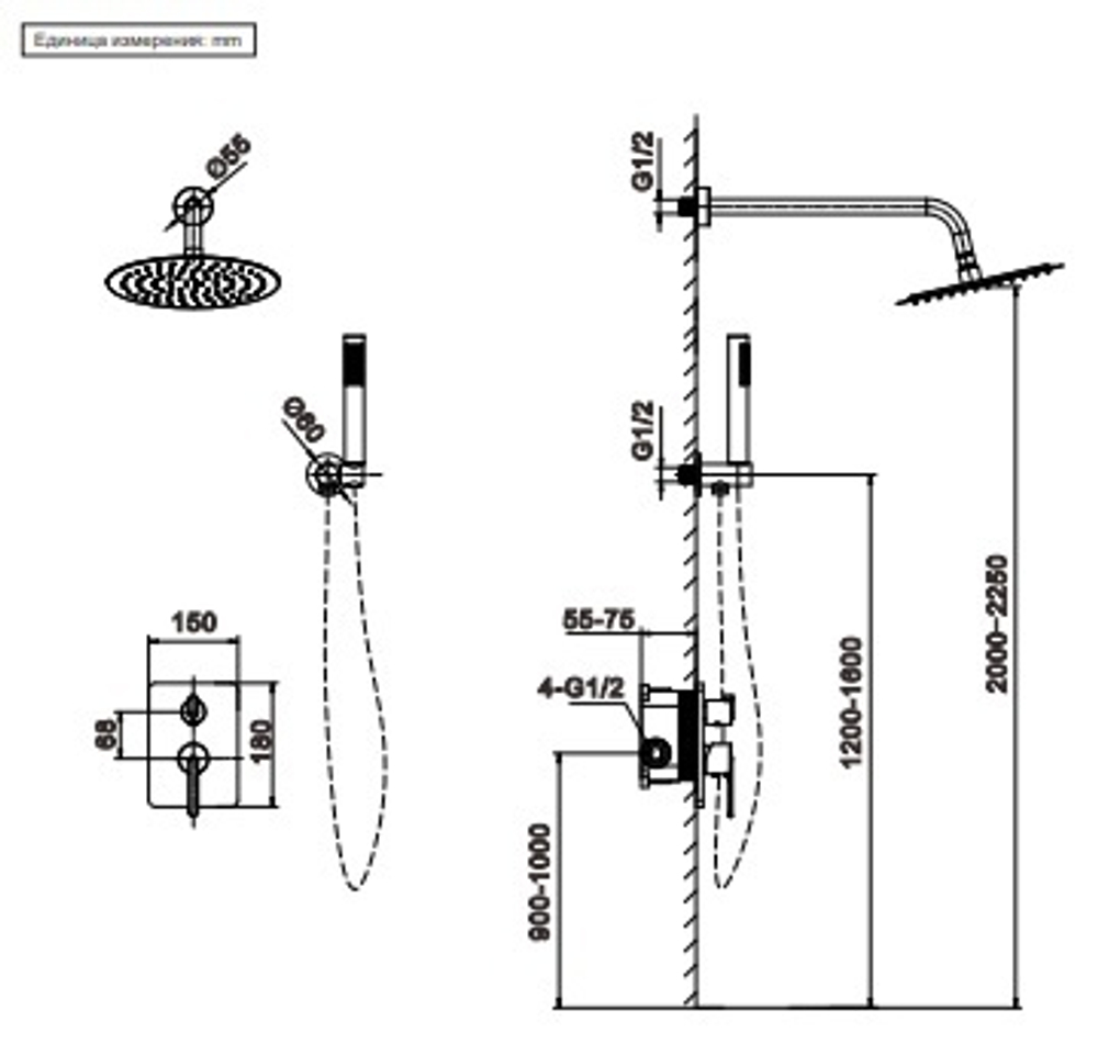 Душевая система AltroBagno Unione 040106 Cr