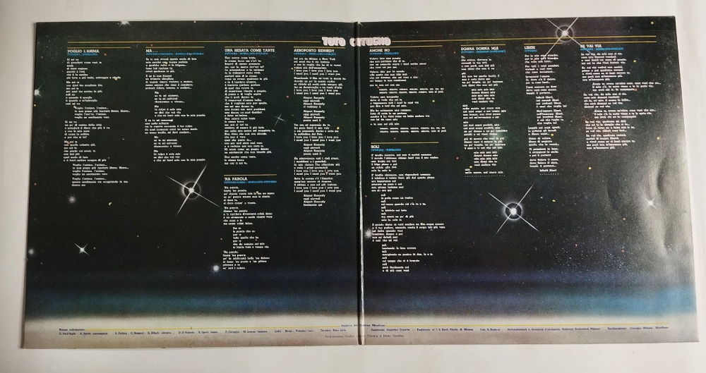 Винтажная виниловая пластинка LP Toto Cutugno Voglio Lanima (Italy 1979)