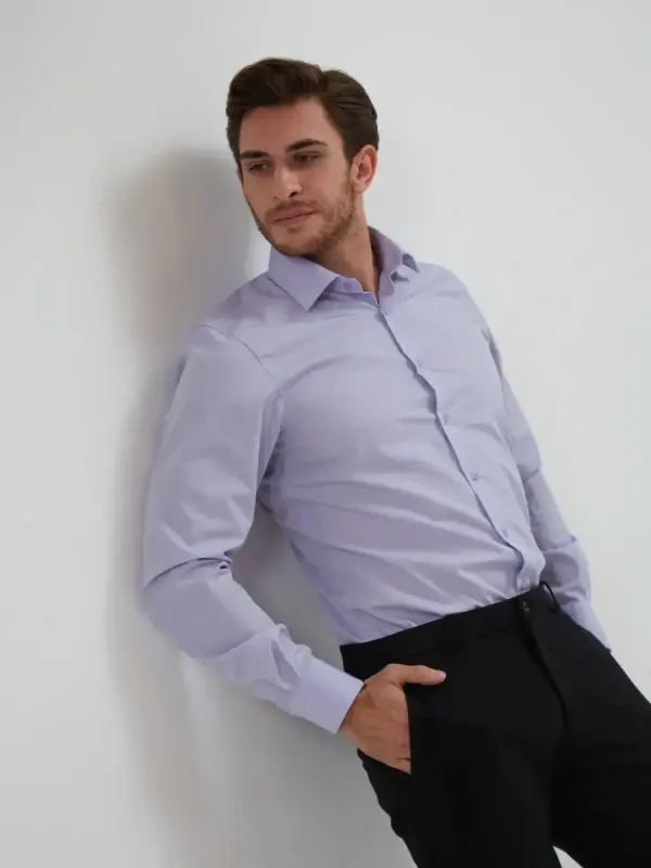 Рубашка приталенная SLIM FIT с длинным рукавом, лавандовая