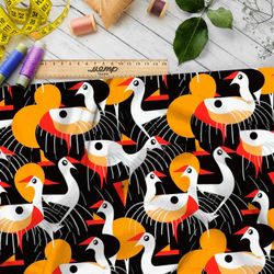 Ткань премиум шелк искусственный Армани абстактные гуси