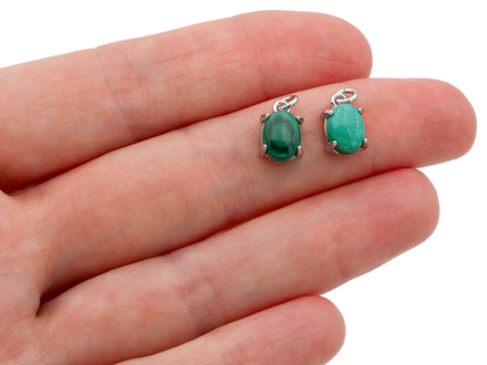 Подвеска овальная-мини, малахит, 10мм