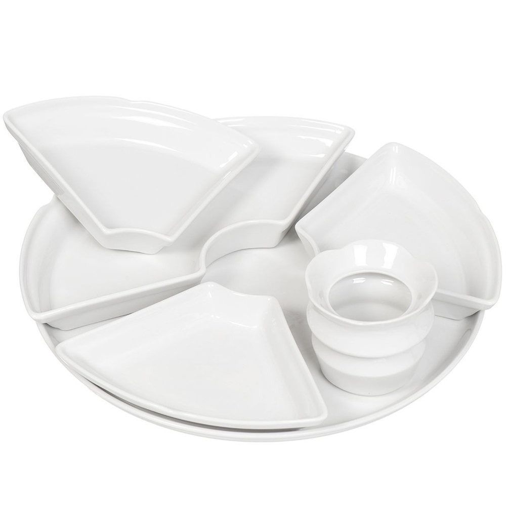 Менажница керамика, фарфор, 6 секц, 6 пр, Белье, 7С0990Ф34