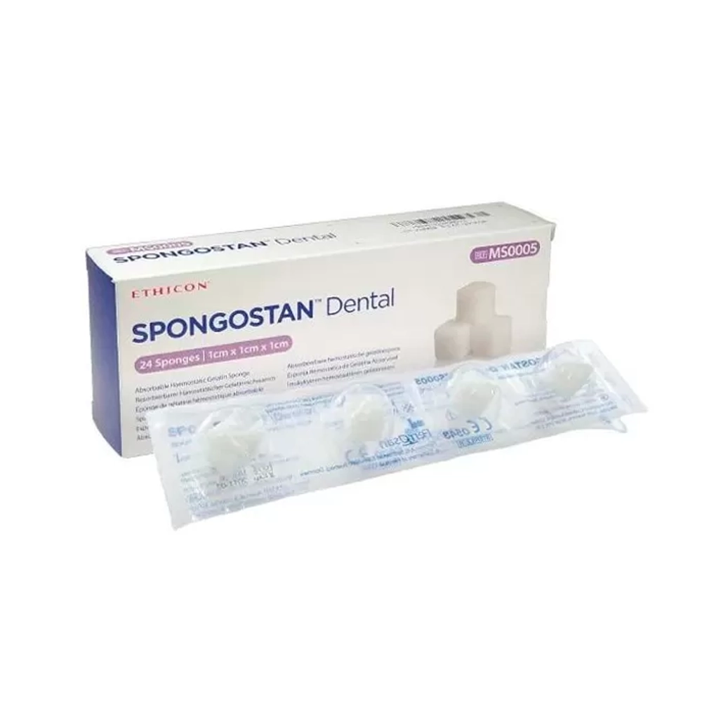 Гемостатическая губка Спонгостан рассасывающаяся стерильная 1х1х1 см 24 шт MS0005
