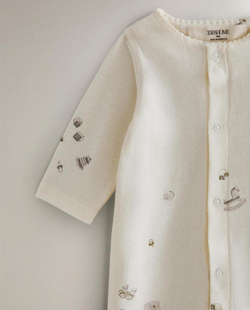 ZARA HOME КОМПЛЕКТ ДЛЯ НОВОРОЖДЕННОГО С ПРИНТОМ, КРЕМОВЫЙ