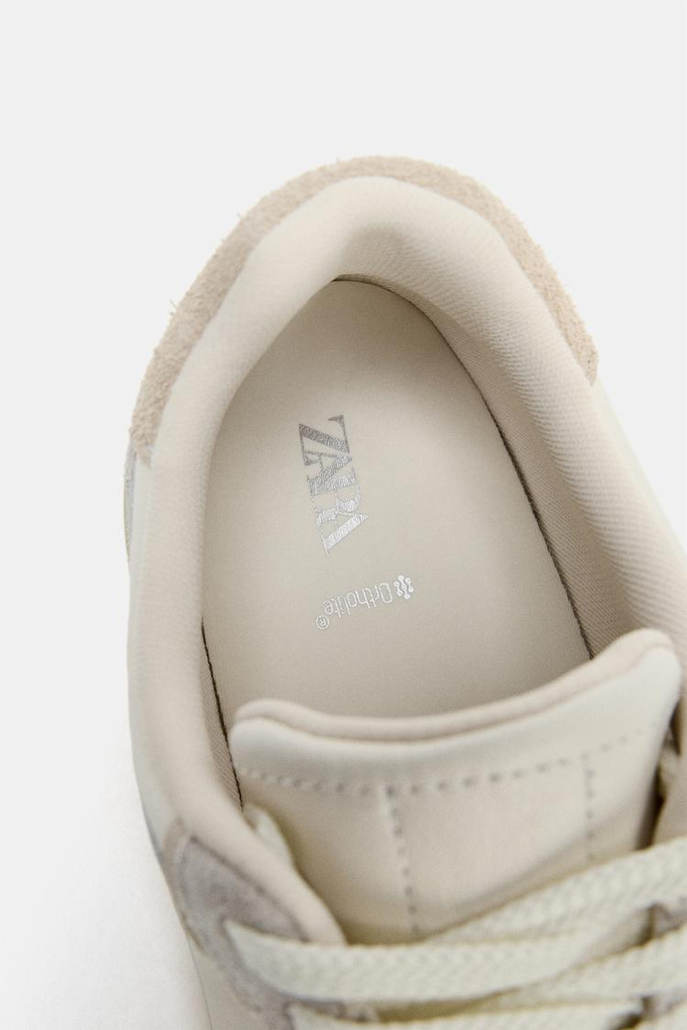 ZARA КОМБИНИРОВАННЫЕ КОЖАНЫЕ КРОССОВКИ BAREFOOT, ЭКРЮ