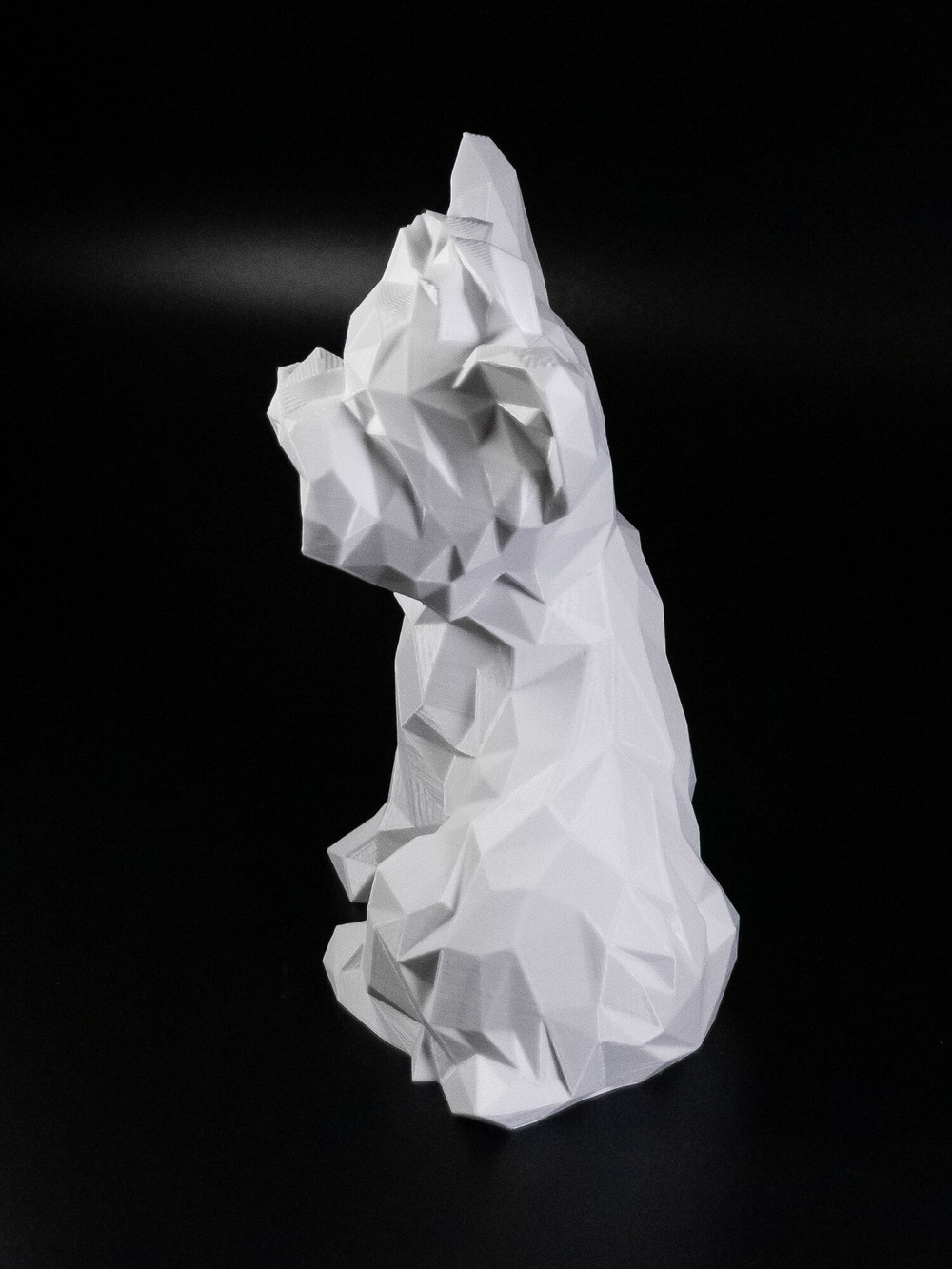 Статуэтка собаки породы Йорк (York dog) полигональная 26 см., 3D печать, белый