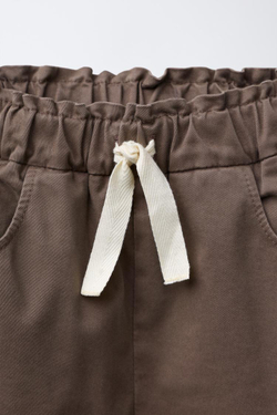 ZARA БРЮКИ БЭГГИ С ВОЛАНАМИ, КОРИЧНЕВЫЙ