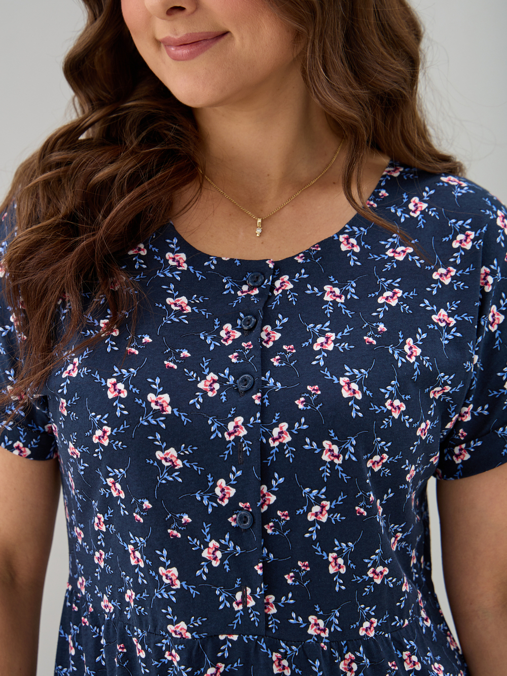 Платье П-032/синий-цветыветочка