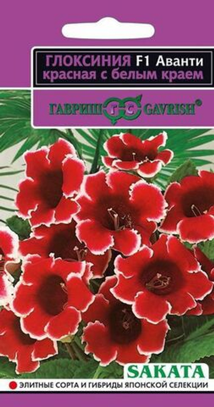 Глоксиния Аванти красная с белым краем F1 гранул. 5 шт. пробирка Гавриш