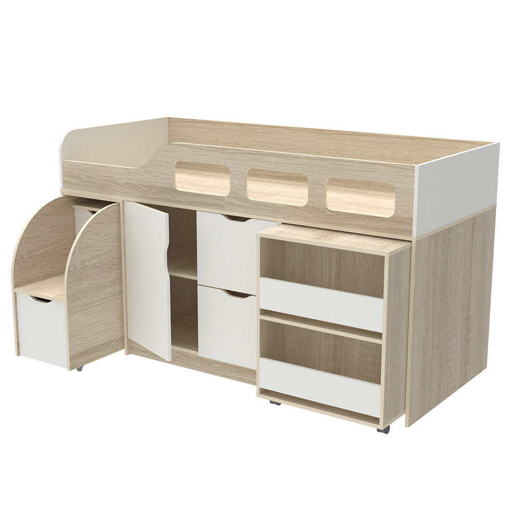 Кровать-чердак КарИВи Астра 8 Дуб Сонома Белый