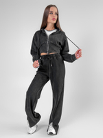 Костюм спортивный Snow Vina 15796 из укороченной толстовки на молнии и широких штанов с разрезами