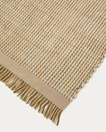 Ковер из шерсти Blart бежевого цвета с контрастной полосой по бокам 160 x 230 см