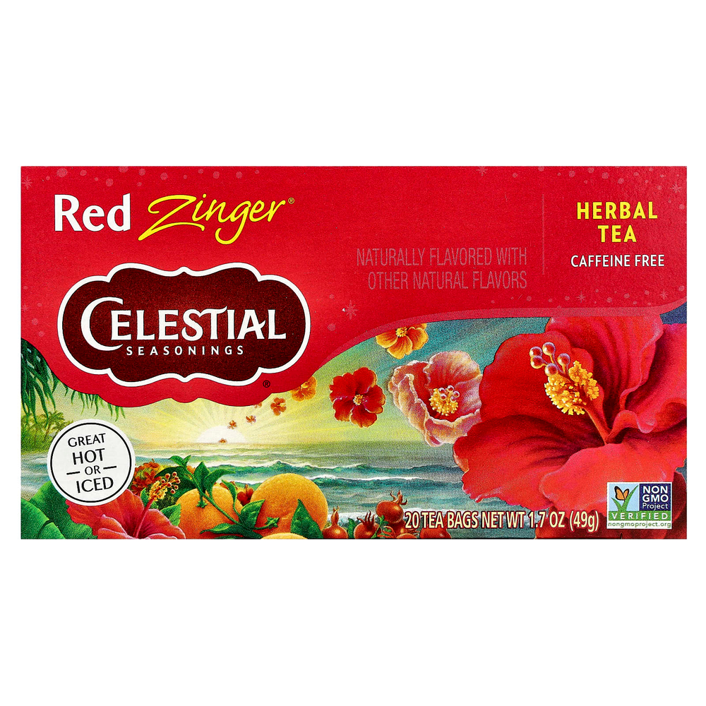 Celestial Seasonings, травяной чай, Red Zinger®, без кофеина, 20 чайных пакетиков, 49 г (1,7 унции)