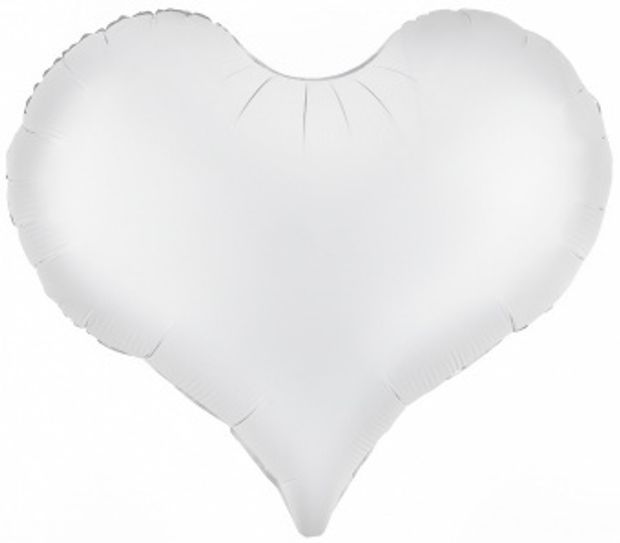 К Шар-сердце 24"/61 см, фольга "Люкс", белый сатин (БГ-29)